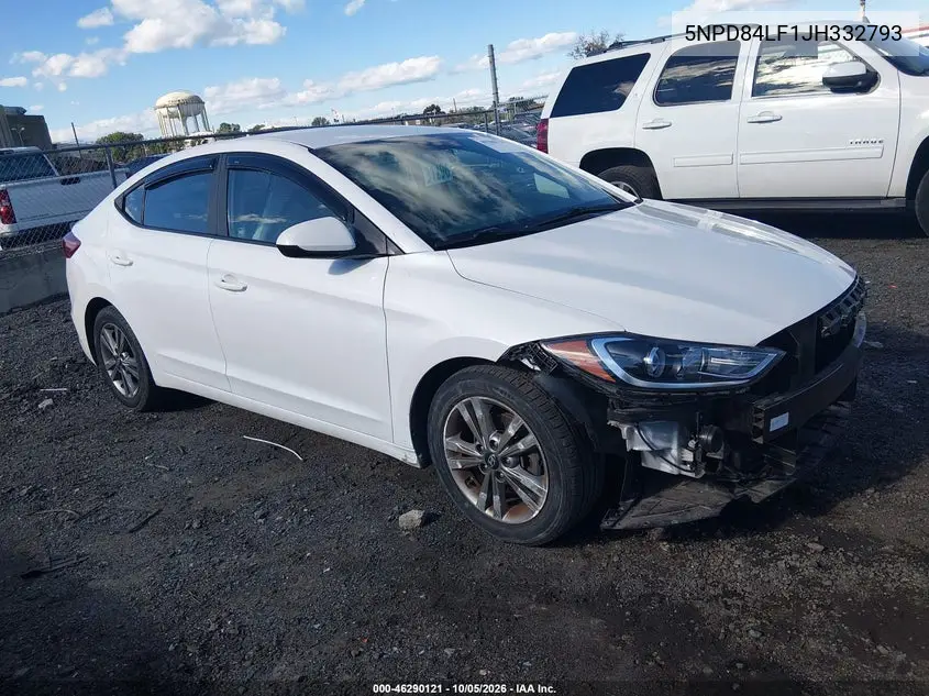 HYUNDAI ELANTRA 2018, VIN 5NPD84LF1JH332793