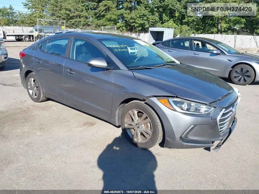 HYUNDAI ELANTRA 2018, VIN 5NPD84LF0JH274420