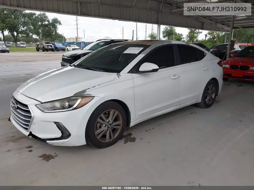 2018 HYUNDAI ELANTRA VIN 5NPD84LF7JH310992 — фото 2
