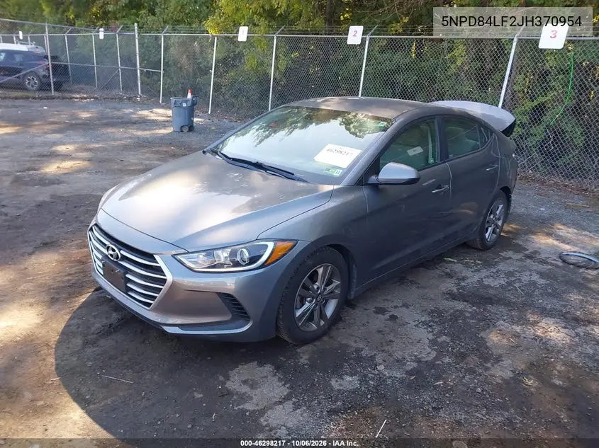 2018 HYUNDAI ELANTRA VIN 5NPD84LF2JH370954 — фото 2