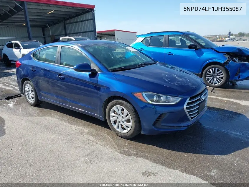 HYUNDAI ELANTRA 2018, VIN 5NPD74LF1JH355087