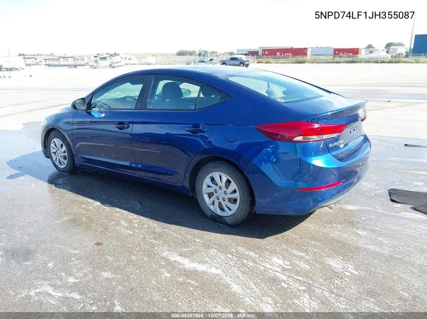 2018 HYUNDAI ELANTRA VIN 5NPD74LF1JH355087 — фото 3