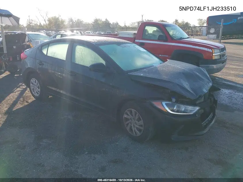 HYUNDAI ELANTRA 2018, VIN 5NPD74LF1JH233510
