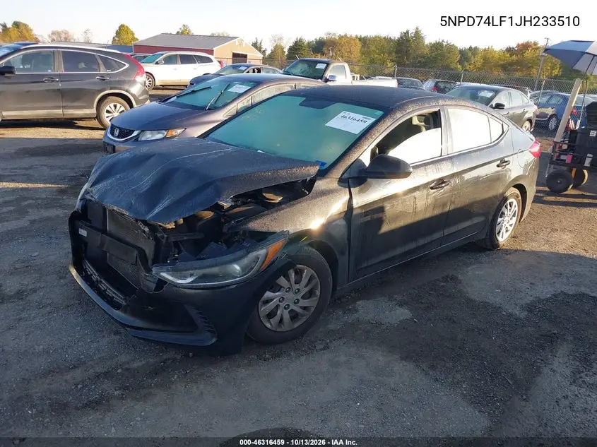 2018 HYUNDAI ELANTRA VIN 5NPD74LF1JH233510 — фото 2