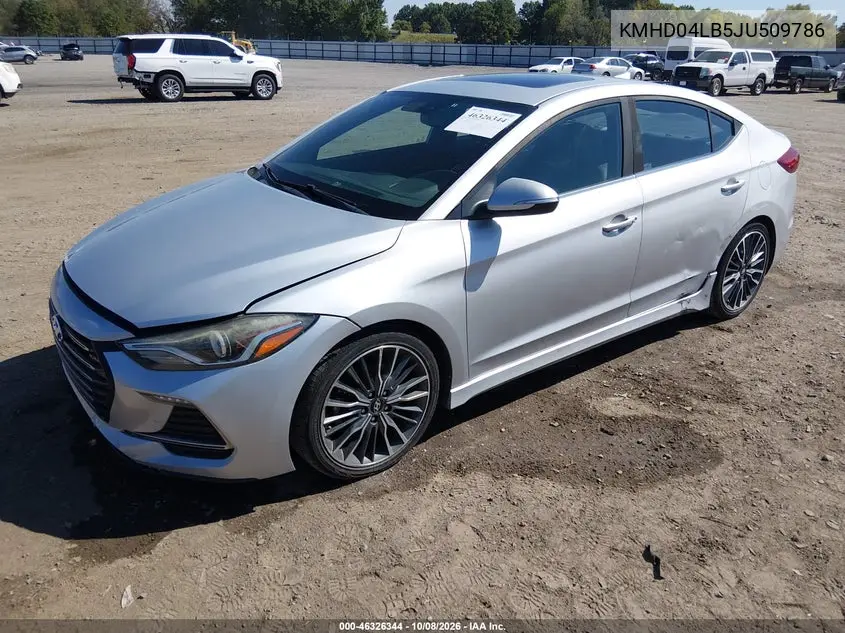 2018 HYUNDAI ELANTRA VIN KMHD04LB5JU509786 — фото 2