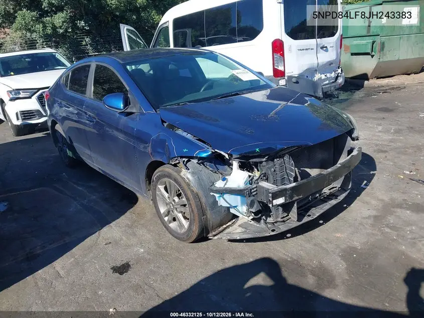 HYUNDAI ELANTRA 2018, VIN 5NPD84LF8JH243383