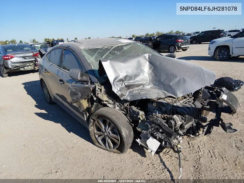 HYUNDAI ELANTRA 2018, VIN 5NPD84LF6JH281078