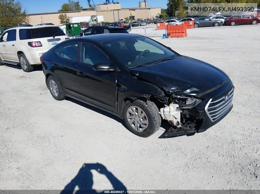 HYUNDAI ELANTRA 2018, VIN KMHD74LFXJU493390