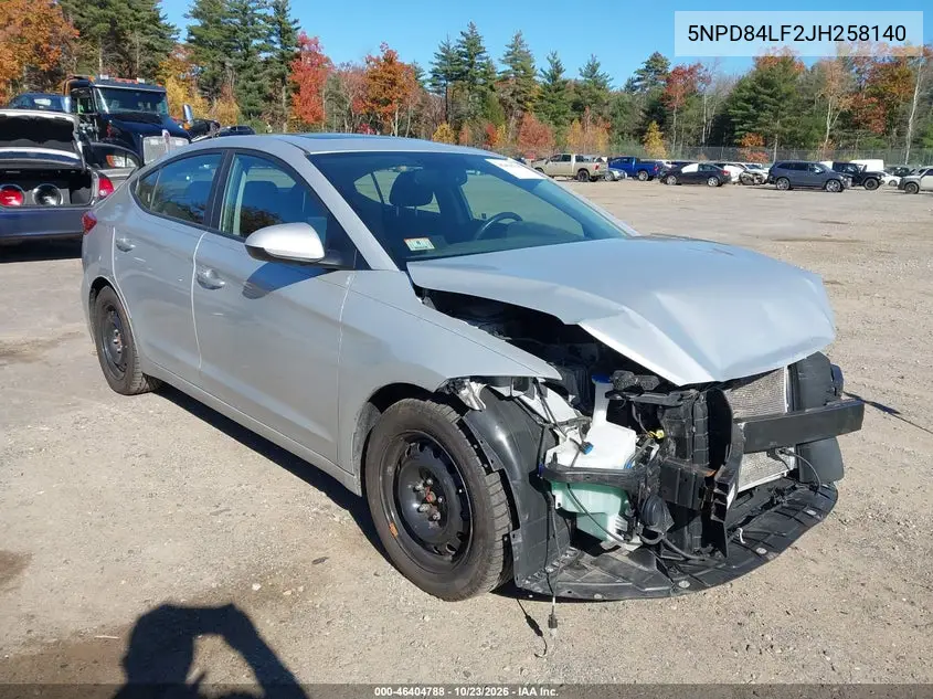HYUNDAI ELANTRA 2018, VIN 5NPD84LF2JH258140