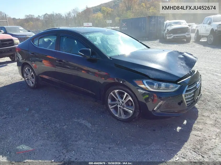 HYUNDAI ELANTRA 2018, VIN KMHD84LFXJU452674