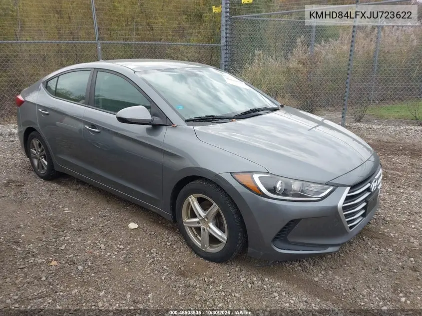 HYUNDAI ELANTRA 2018, VIN KMHD84LFXJU723622