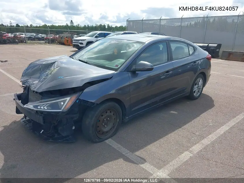 2019 HYUNDAI ELANTRA VIN KMHD84LF4KU824057 — фото 2