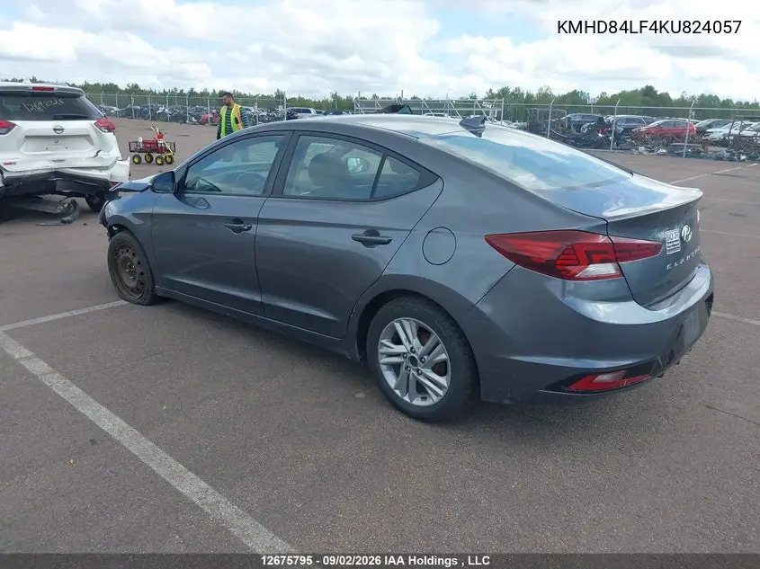 2019 HYUNDAI ELANTRA VIN KMHD84LF4KU824057 — фото 3