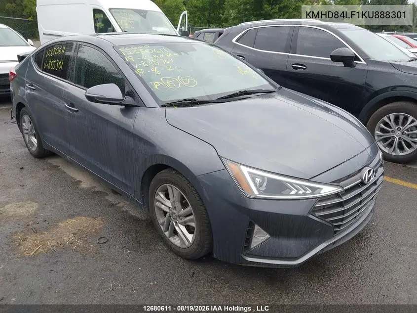 HYUNDAI ELANTRA 2019, VIN KMHD84LF1KU888301