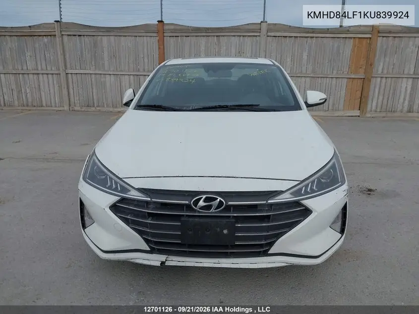 2019 HYUNDAI ELANTRA VIN KMHD84LF1KU839924 — фото 12