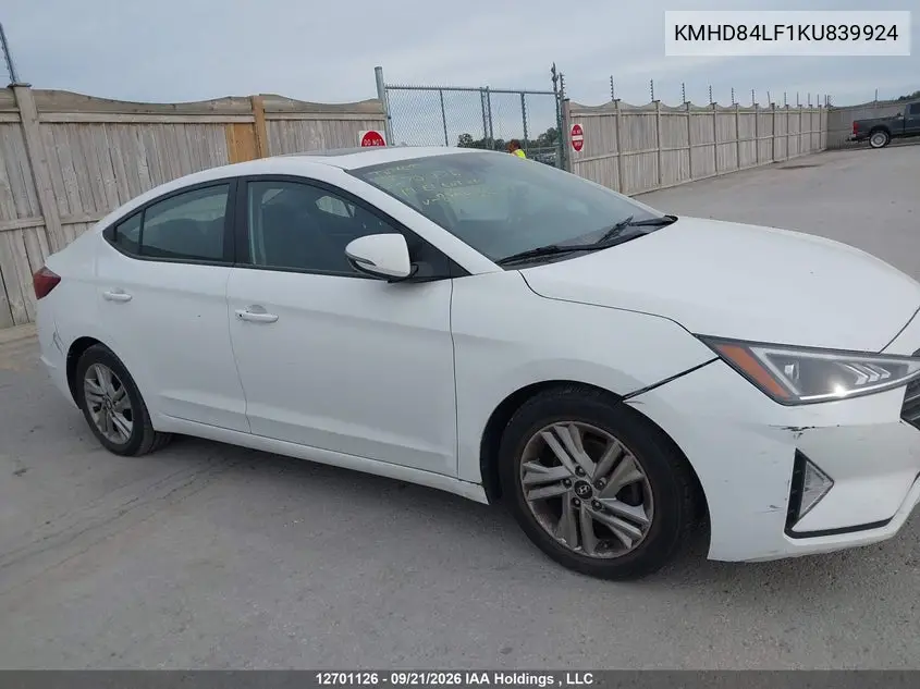 2019 HYUNDAI ELANTRA VIN KMHD84LF1KU839924 — фото 13