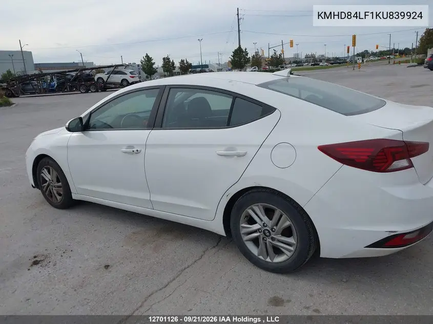 2019 HYUNDAI ELANTRA VIN KMHD84LF1KU839924 — фото 14