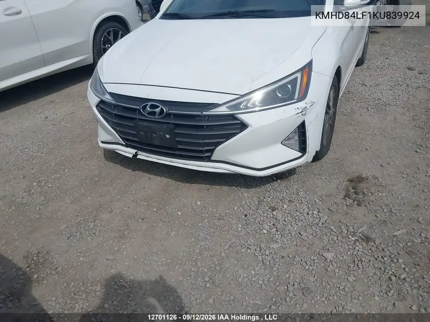 2019 HYUNDAI ELANTRA VIN KMHD84LF1KU839924 — фото 6