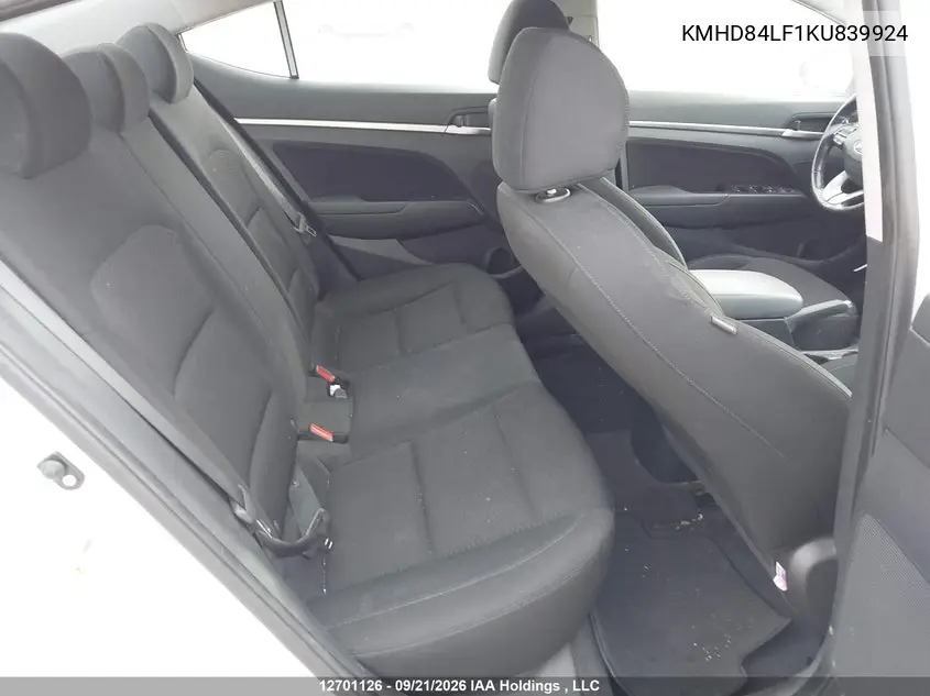 2019 HYUNDAI ELANTRA VIN KMHD84LF1KU839924 — фото 8