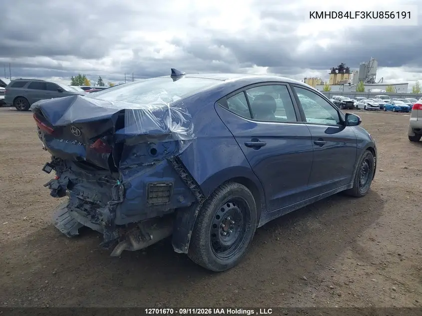 2019 HYUNDAI ELANTRA VIN KMHD84LF3KU856191 — фото 4