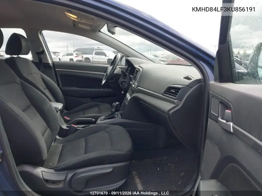 2019 HYUNDAI ELANTRA VIN KMHD84LF3KU856191 — фото 5