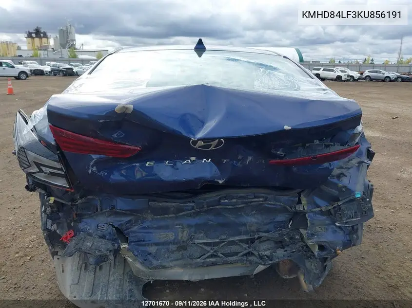 2019 HYUNDAI ELANTRA VIN KMHD84LF3KU856191 — фото 6