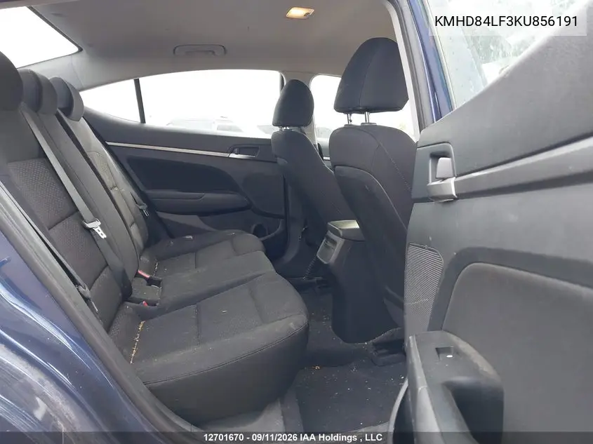 2019 HYUNDAI ELANTRA VIN KMHD84LF3KU856191 — фото 8