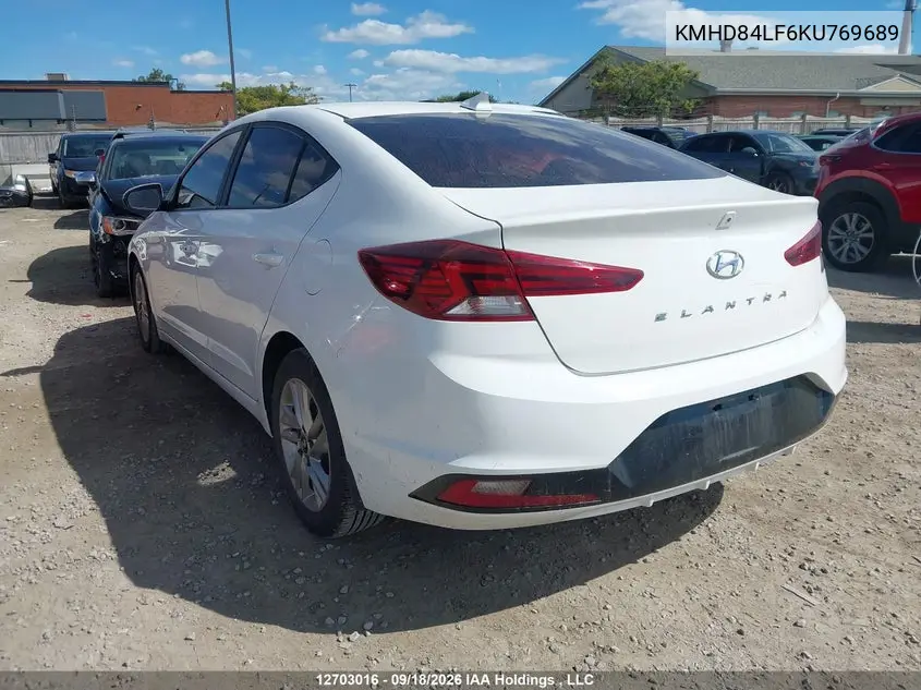 2019 HYUNDAI ELANTRA VIN KMHD84LF6KU769689 — фото 3