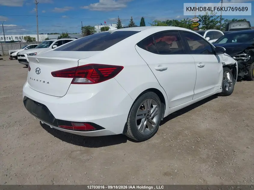2019 HYUNDAI ELANTRA VIN KMHD84LF6KU769689 — фото 4