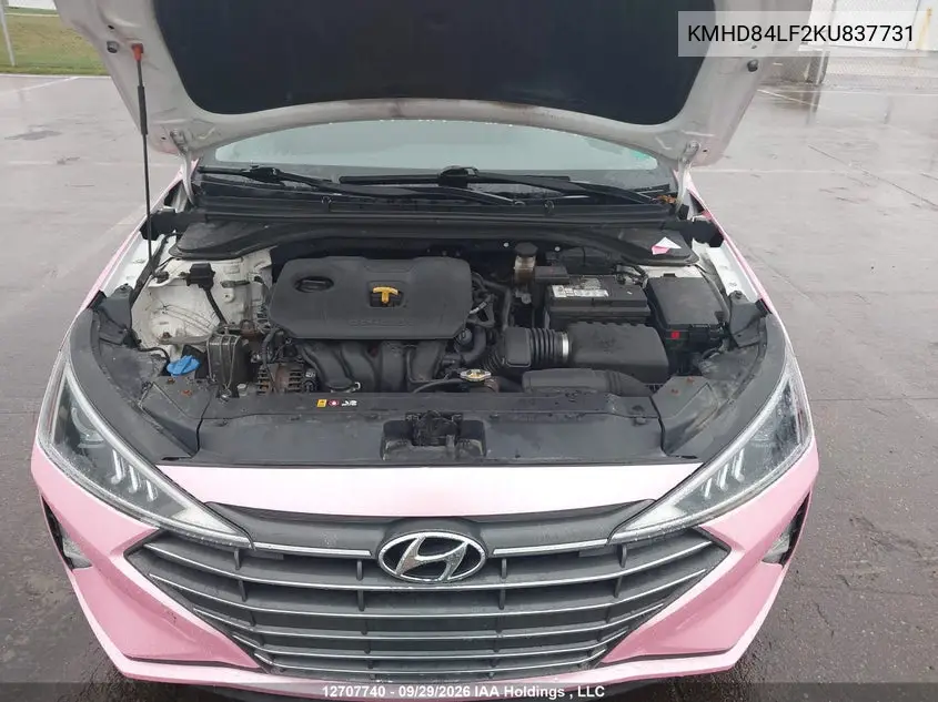 2019 HYUNDAI ELANTRA VIN KMHD84LF2KU837731 — фото 10