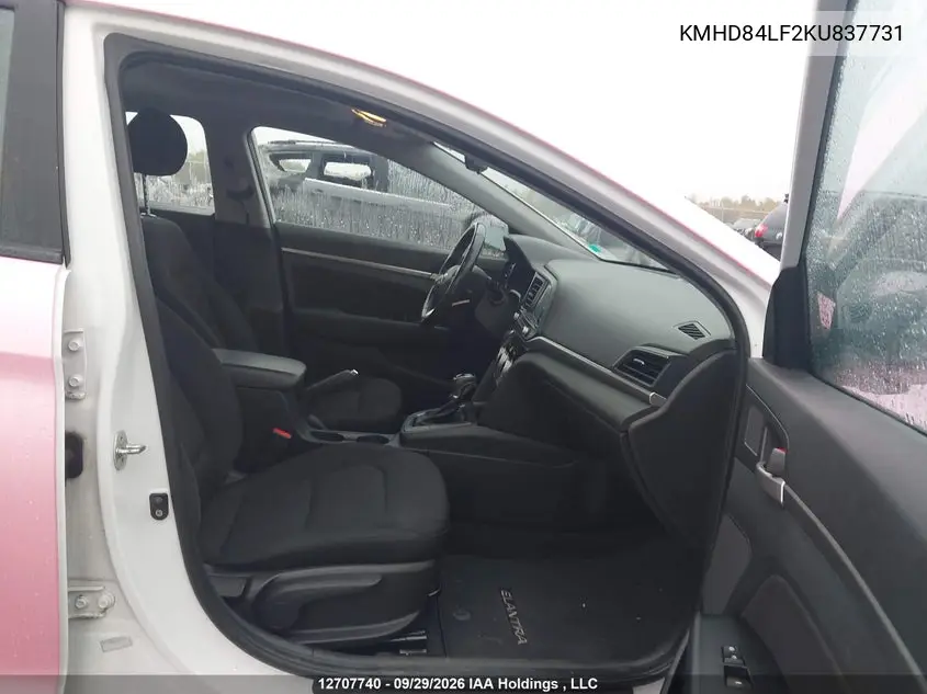 2019 HYUNDAI ELANTRA VIN KMHD84LF2KU837731 — фото 5