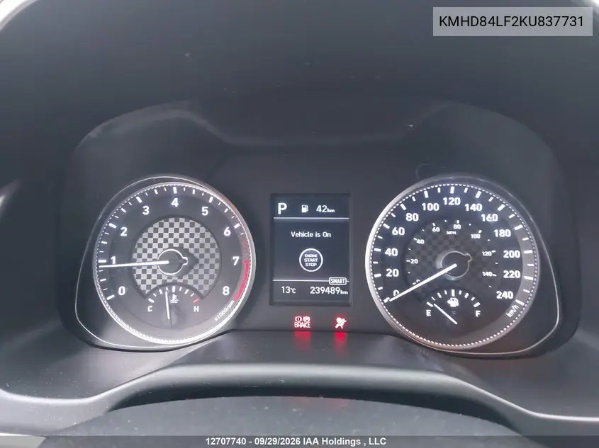 2019 HYUNDAI ELANTRA VIN KMHD84LF2KU837731 — фото 7