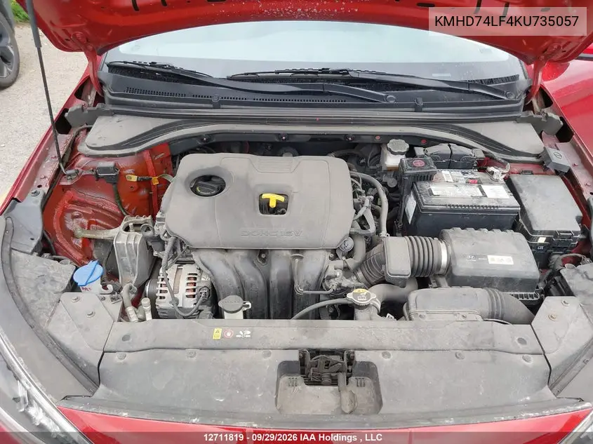 2019 HYUNDAI ELANTRA VIN KMHD74LF4KU735057 — фото 10