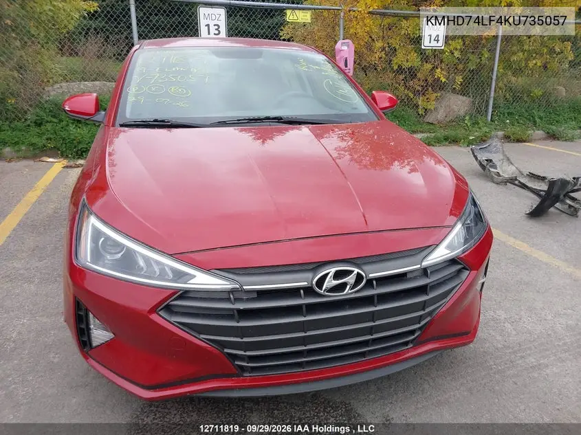 2019 HYUNDAI ELANTRA VIN KMHD74LF4KU735057 — фото 12