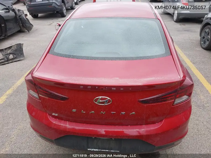 2019 HYUNDAI ELANTRA VIN KMHD74LF4KU735057 — фото 16