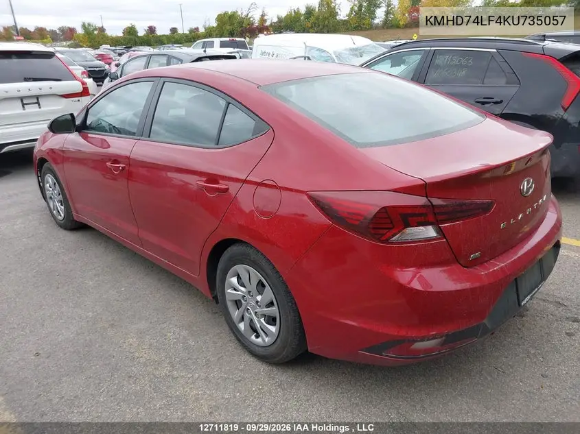 2019 HYUNDAI ELANTRA VIN KMHD74LF4KU735057 — фото 3