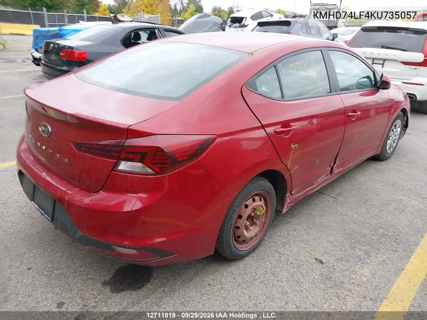 2019 HYUNDAI ELANTRA VIN KMHD74LF4KU735057 — фото 4
