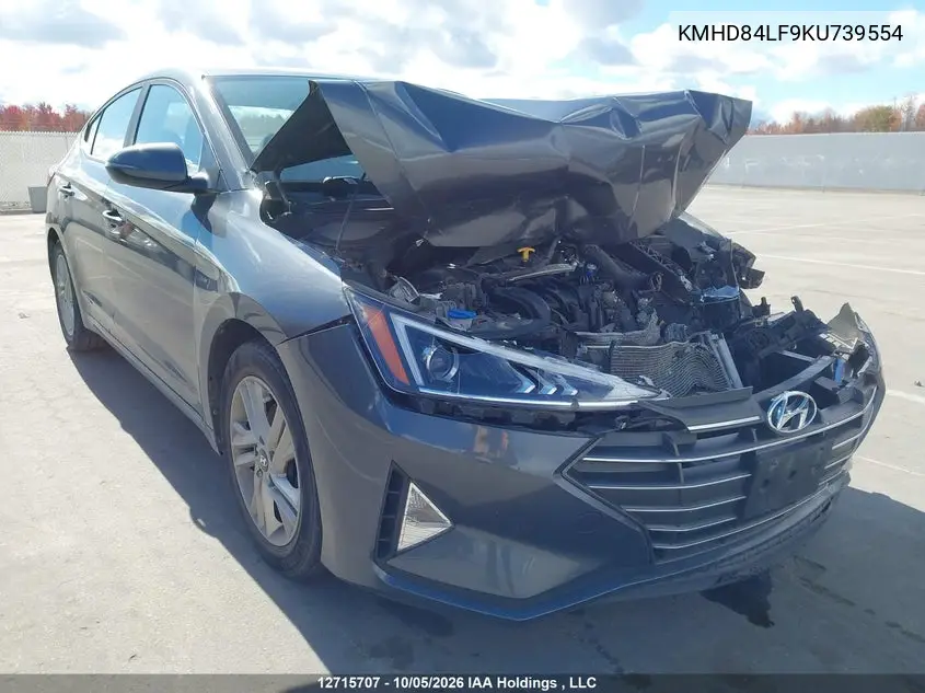 HYUNDAI ELANTRA 2019, VIN KMHD84LF9KU739554