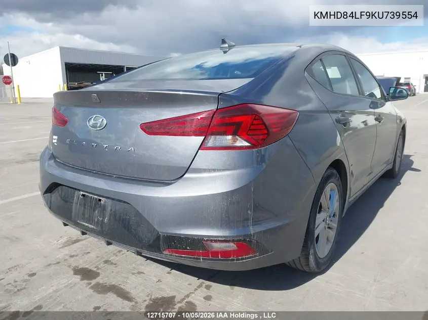 2019 HYUNDAI ELANTRA VIN KMHD84LF9KU739554 — фото 4