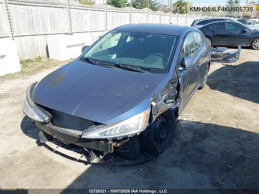 2019 HYUNDAI ELANTRA VIN KMHD84LF4KU805735 — фото 2