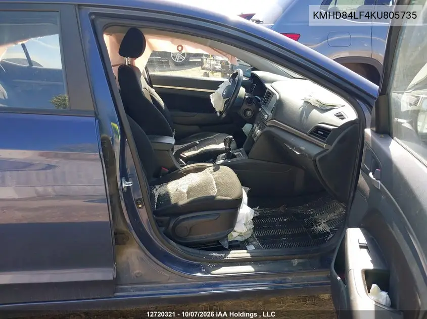 2019 HYUNDAI ELANTRA VIN KMHD84LF4KU805735 — фото 5