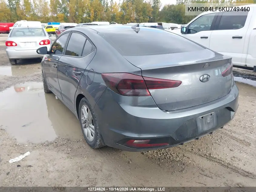 2019 HYUNDAI ELANTRA VIN KMHD84LF6KU749460 — фото 3