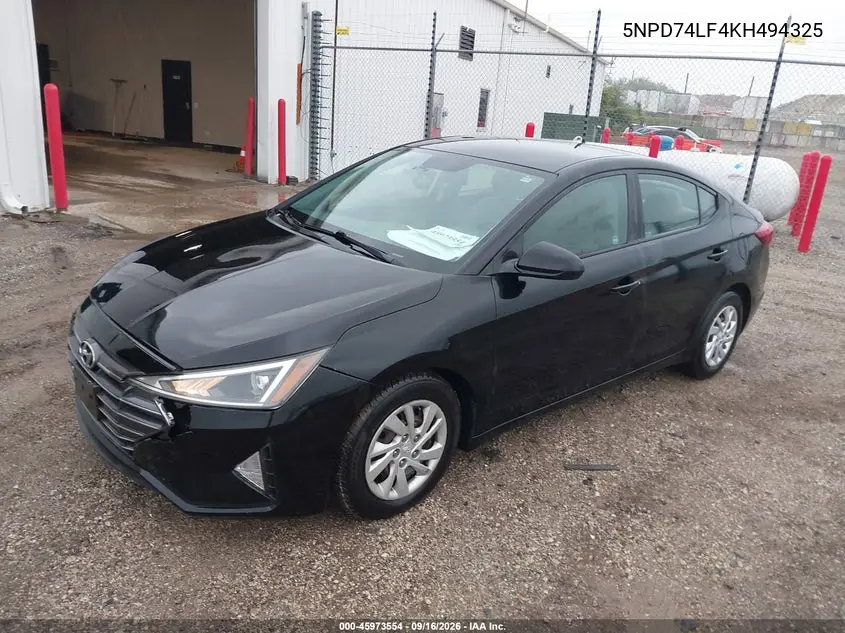 2019 HYUNDAI ELANTRA VIN 5NPD74LF4KH494325 — фото 2