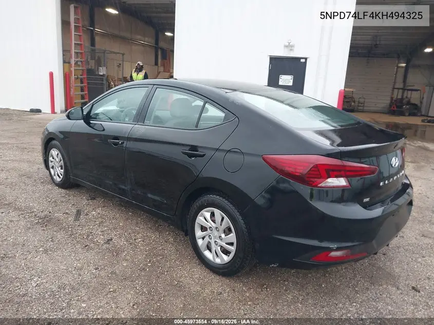 2019 HYUNDAI ELANTRA VIN 5NPD74LF4KH494325 — фото 3