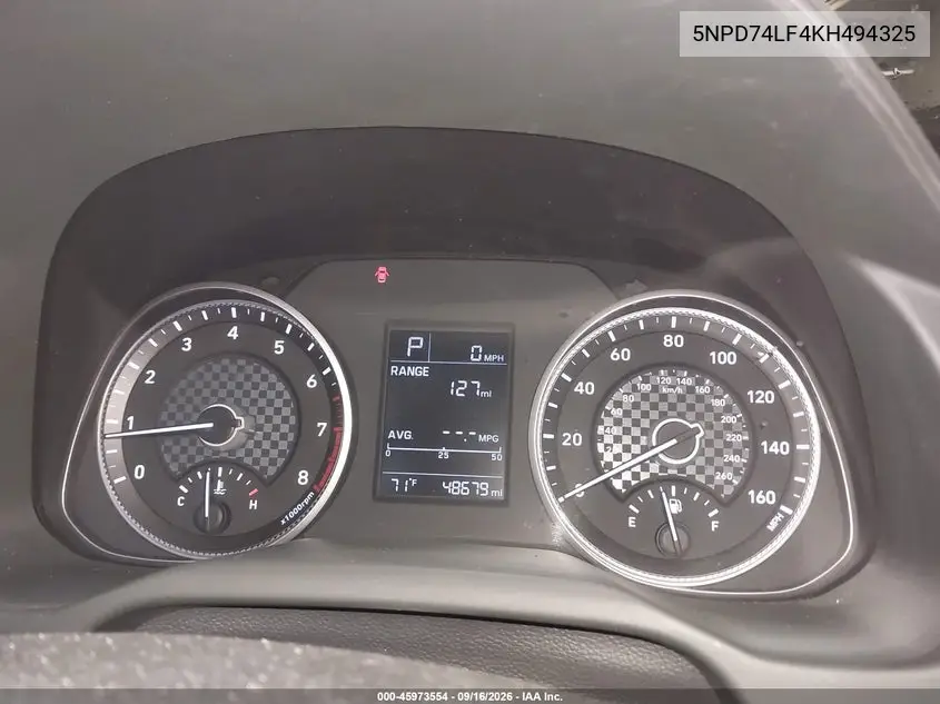2019 HYUNDAI ELANTRA VIN 5NPD74LF4KH494325 — фото 7