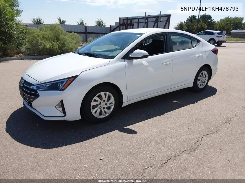 2019 HYUNDAI ELANTRA VIN 5NPD74LF1KH478793 — фото 2