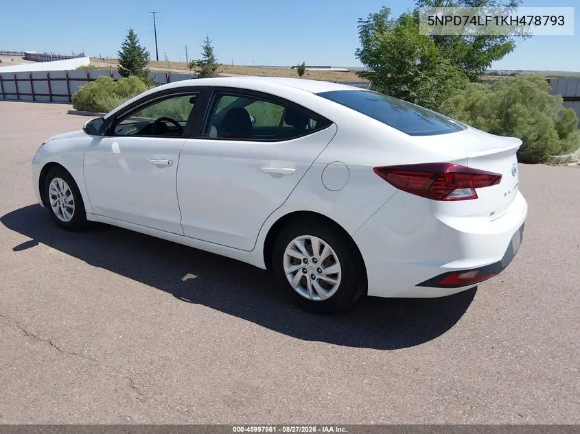 2019 HYUNDAI ELANTRA VIN 5NPD74LF1KH478793 — фото 3
