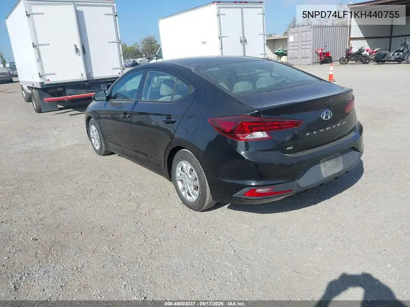 2019 HYUNDAI ELANTRA VIN 5NPD74LF1KH440755 — фото 3