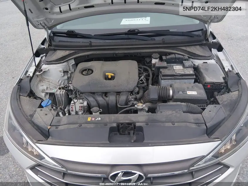 2019 HYUNDAI ELANTRA VIN 5NPD74LF2KH482304 — фото 10