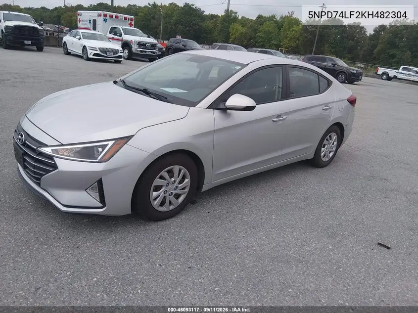 2019 HYUNDAI ELANTRA VIN 5NPD74LF2KH482304 — фото 2